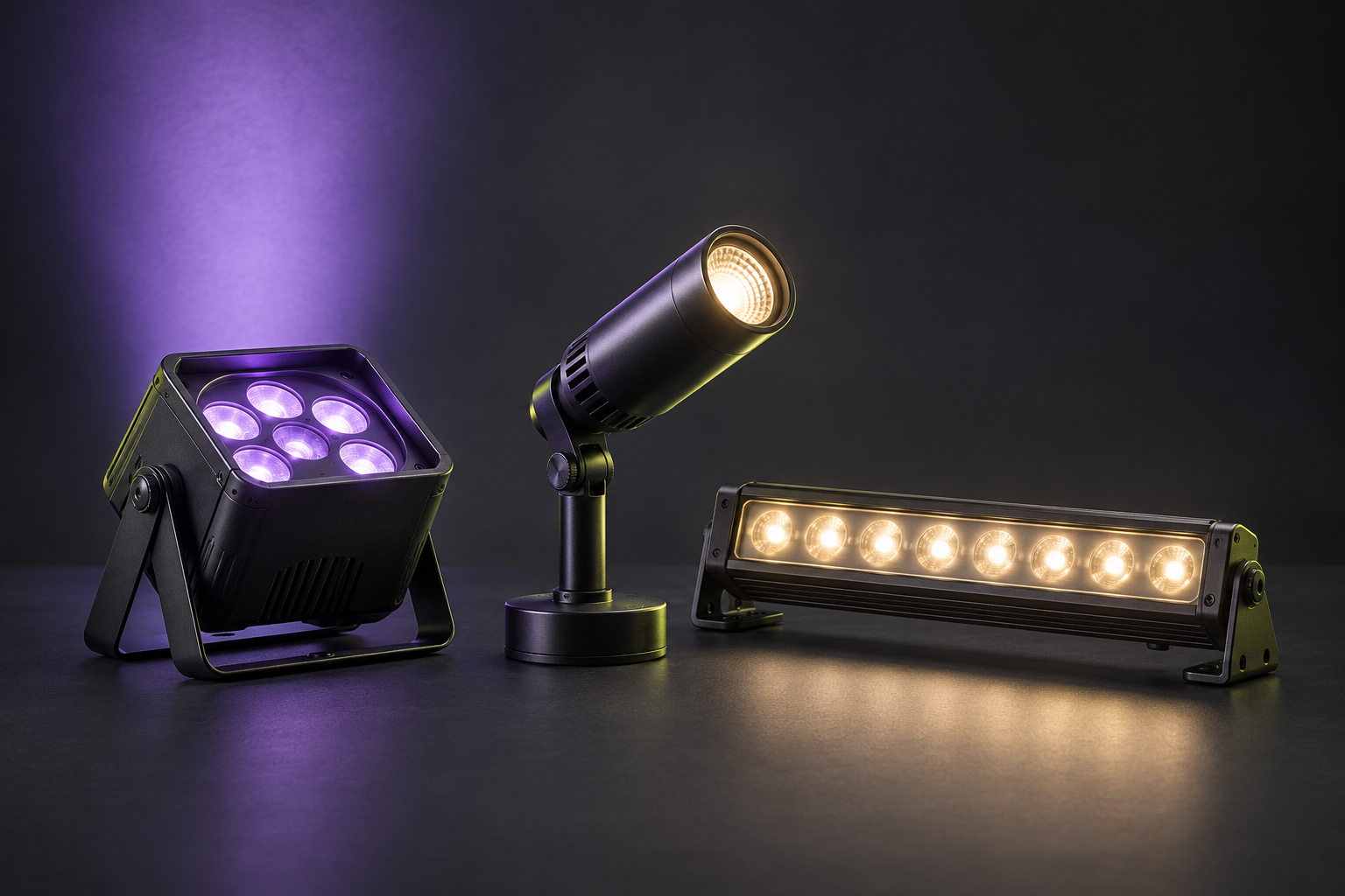 Compact uplight, product spotlight, and LED light bar